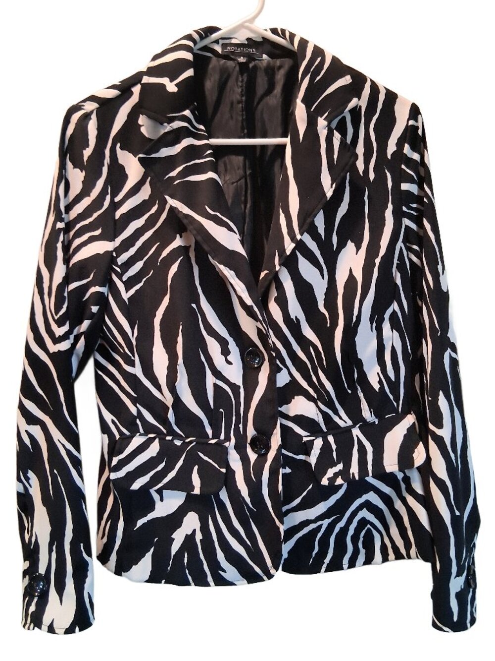 Womens Zebra Print Button Front Jacket/Blazer - Black & White